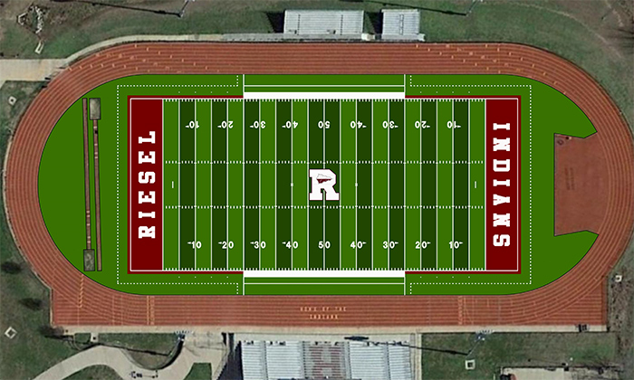 Proposed rendering of the new Matrix Turf Field at Fair Park Field in Riesel TX to be built by Hellas Construction.